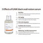 iUNIK Black Snail Restore Serum стягащ и регенериращ серум за лице с черен охлюв